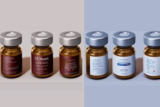 design premium peptide vial label and product label with 3d mockup