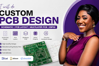 do custom pcb design, schematic, multilayer pcb layout, esp32, circuit design