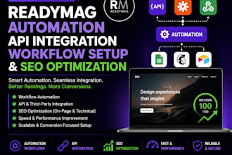 set up readymag automation website workflow api integration SEO optimization