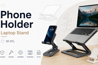 create adjustable phone holder, laptop stand 3d printable stl