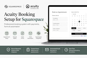 build acuity scheduling with booking, payments, intake forms and automation