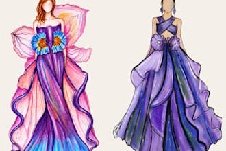 create fashion sketches and dress designs
