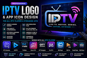 create iptv logo and iptv app icon for all iptv players