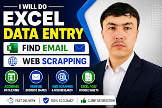 do data entry email scraping and web scraping