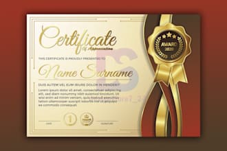 do custom certificate design, diploma, or award certificate