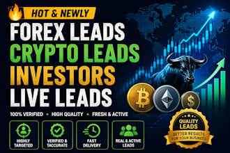 deliver hot and newly forex leads, crypto leads, investors and live leads