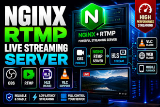 set up nginx rtmp live streaming server with obs, hls and vlc support