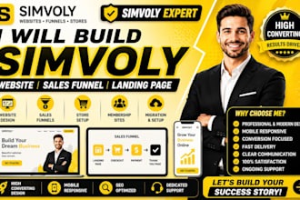 high build simvoly website, sales funnel and landing page and onboarding setup