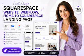 design squarespace website, webflow, figma to squarespace landing page