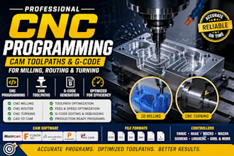 do cnc programming, cam toolpaths, g code for milling, routing and turning