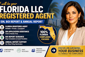 be your florida llc registered agent with ein, boi report and annual report