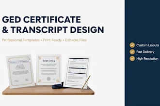 design ged certificate, high school diploma college and transcript template