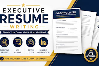 write executive resume ats resume cover letter and linkedin profile, cv, bio