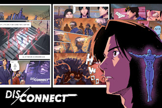 draw professional dark manga comic pages and panels
