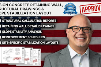 design concrete retaining wall structural drawings slope stabilization layout