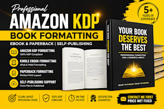 do edit, format and publish on amazon KDP, paper back formatting, book design