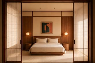 design a japanese restaurant, cafe or hotel interior