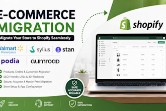 migrate walmart marketplace sylius stan store podia gumroad to shopify store SEO