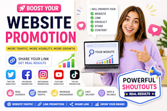 promote your website with twitter, facebook, instagram, youtube and tiktok shout