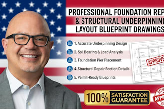 draw foundation repair and structural underpinning layout blueprint drawing
