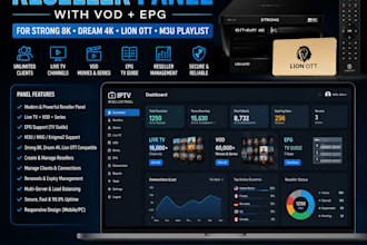setup reseller panel with vod epg for stong 8k dream 4k lion ott m3u playlist