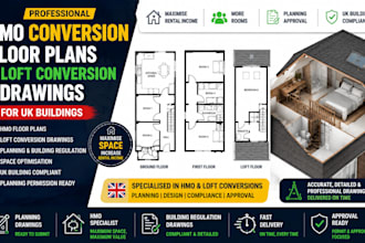 design hmo conversion floor plans and loft conversion drawings for uk building