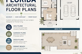 design florida architectural floor plans, adu, garage and deck plans