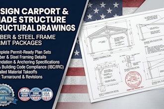 design carport and shade structure structural drawings timber steel frame