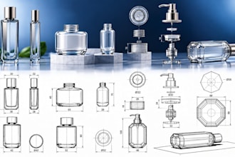 create custom cosmetic bottle cad, container and packaging 3d modeling services