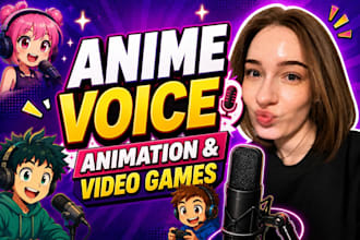 voice character for anime, cartoon animation video games voice over acting