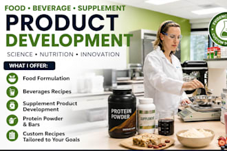 develop food, beverage and supplement product formulation, protein powder recipe
