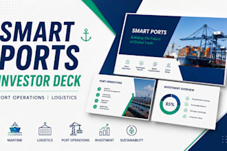 design smart ports investor deck, port operations, logistics presentation