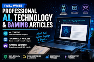 write professional ai, technology, and gaming articles