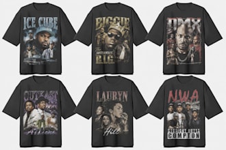 design custom 90s vintage bootleg rap t shirt, streetwear and graphic tee