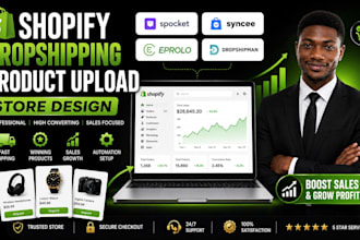add shopify spocket syncee eprolo dropshipman products dropshipping store design