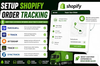 setup shopify order tracking parcelwill 17track aftership track123 synctrack