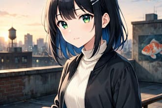 design illustration in anime or manga style