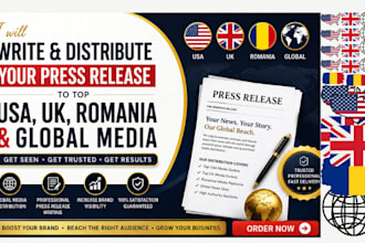 write and distribute your press release to top USA, UK ,romania and global media