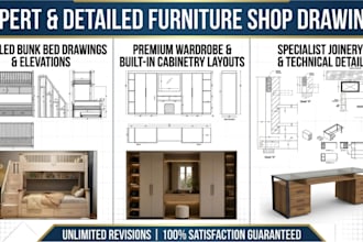 create furniture shop drawings, joinery designs and frame construction plans