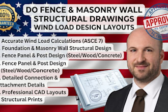 do fence and masonry wall structural drawings wind load design layout