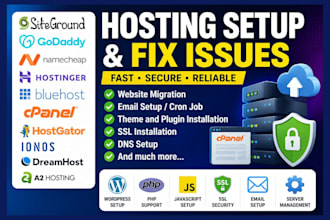 setup website hosting fix bluehost godaddy hostinger hostgator ionos sitegroud