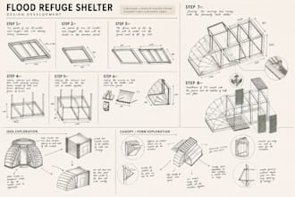 create architectural concept sketches and hand drawn diagrams