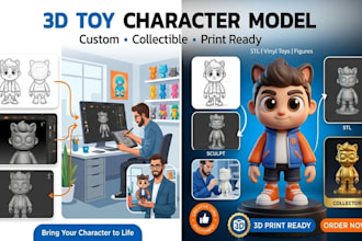 design custom 3d toy character, 3d printable, figurine design for 3d printing