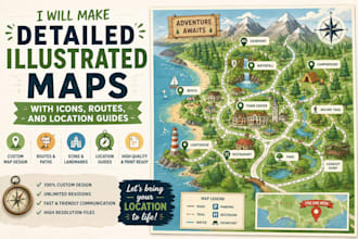 make detailed  illustrated maps with icons routes and location guides