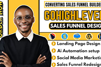 redesign ghl sales funnel, click funnel landing page, ghl ai automation setup