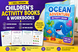 design a custom children activity book printable PDF