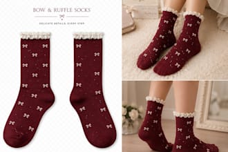 design cute custom socks with realistic 3d mockups