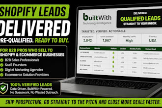 extract targeted ecommerce lead and shopify b2b leads using builtwith in 24hrs