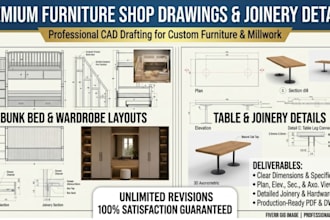 create detail construction drawing for timber joinery item, cabinetry design