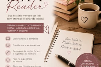 leitora beta de livros com feedback detalhado
